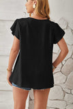Ruched V-Neck Flounce Sleeve Blouse - Trendsi - Flyclothing LLC