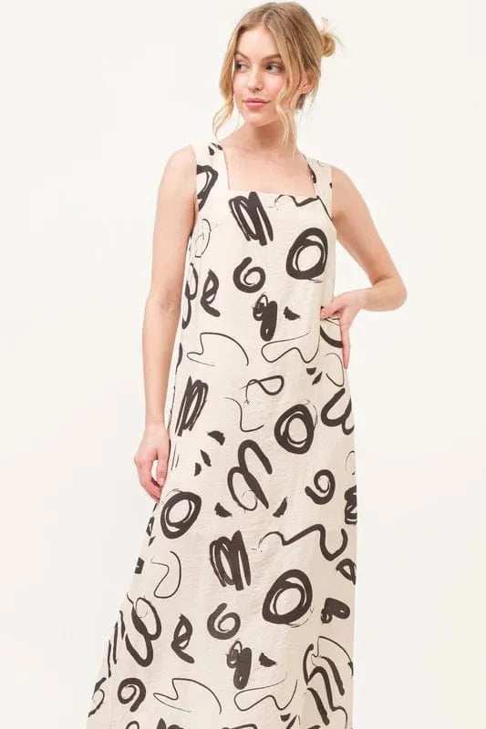 And The Why Square Neck Abstract Printed Maxi Dress - Trendsi - Flyclothing LLC