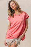 BiBi French Terry Drop Shoulder Basic Top - Trendsi - Flyclothing LLC
