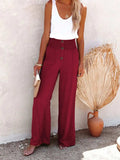Full Size Decorative Button High Waist Pants - Trendsi - Flyclothing LLC