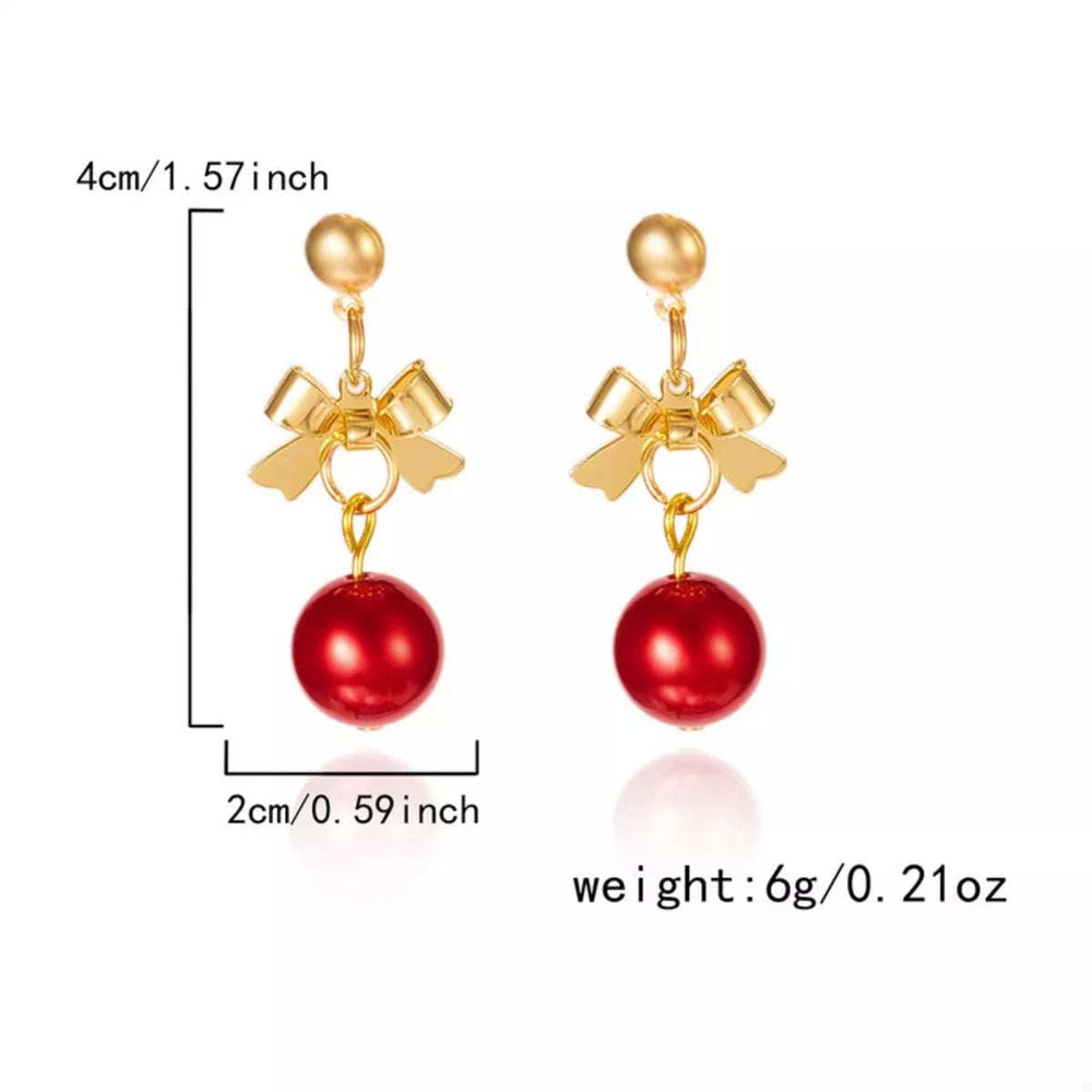 Christmas 18K Gold-Plated Ball Drop Earrings - Trendsi - Flyclothing LLC