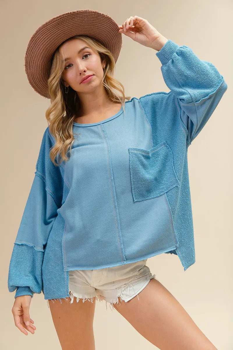BiBi Oversized Pocket Front Sweatshirt - Trendsi - Flyclothing LLC