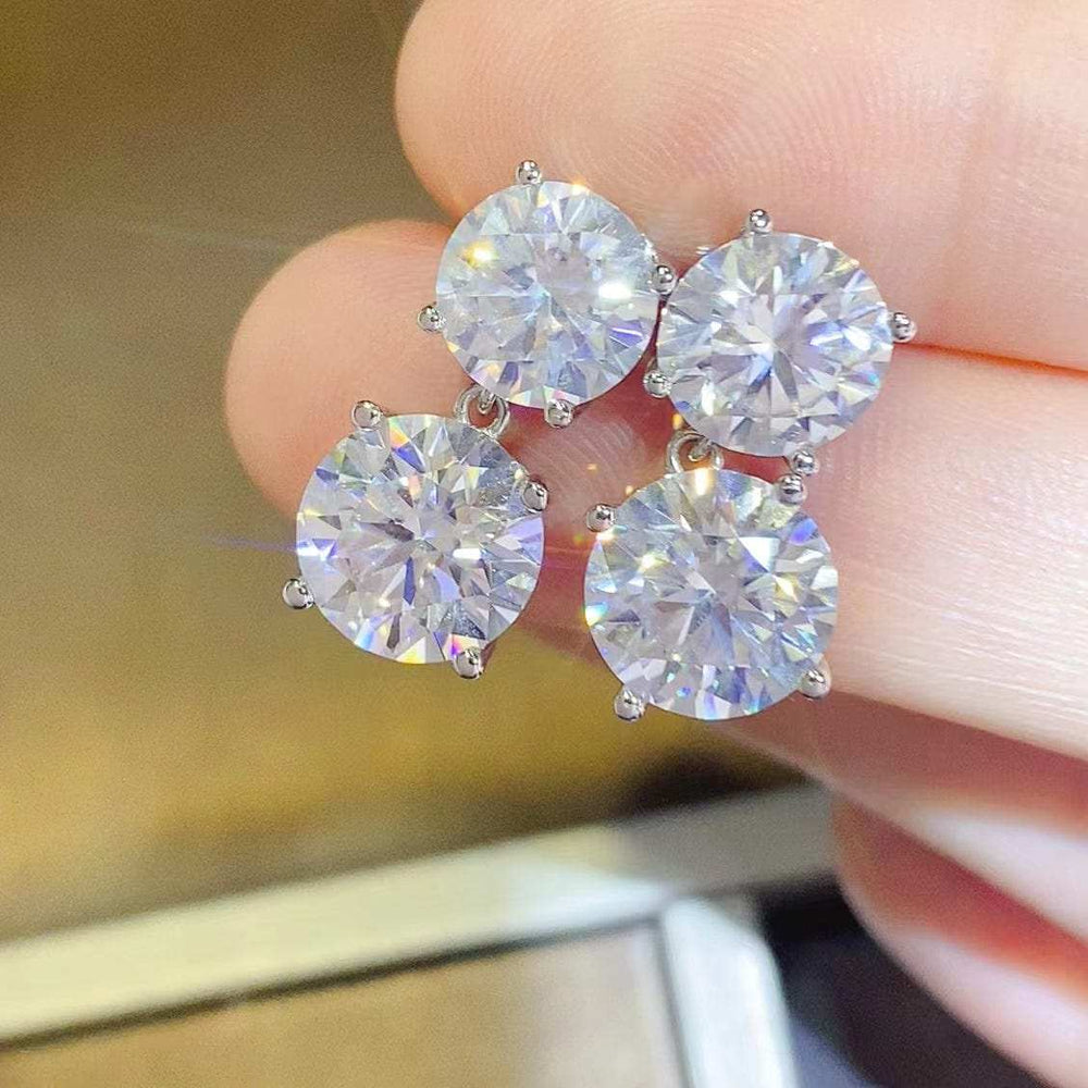 10 Carat Moissanite 925 Sterling Silver Earrings - Trendsi - Flyclothing LLC