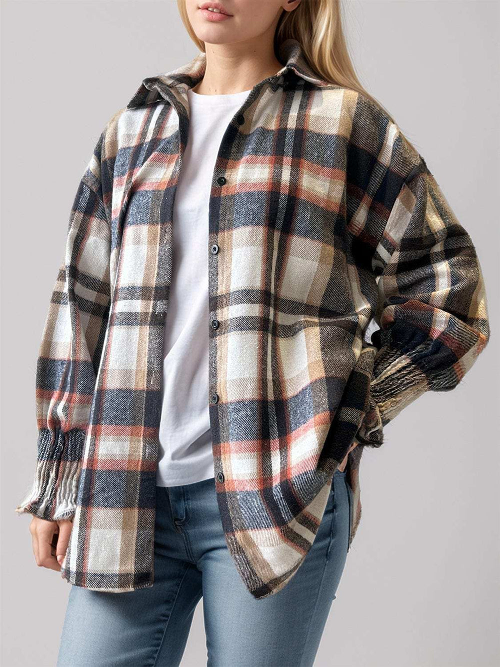 Plaid Button Up Long Sleeve Shirt - Trendsi - Flyclothing LLC