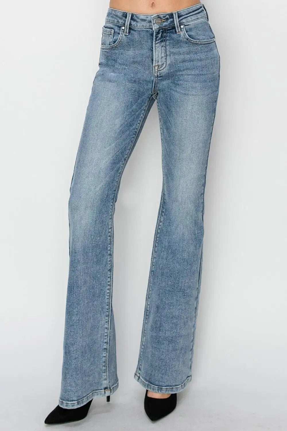 RISEN Full Size Mid Rise Bootcut Jeans - Trendsi - Flyclothing LLC