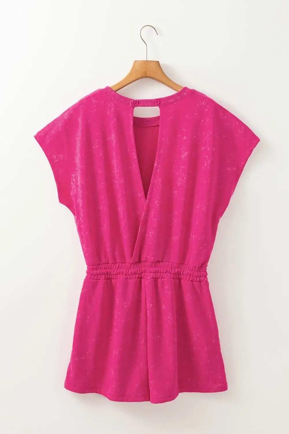 Mineral Wash Hollow Out Back Drawstring Waist Romper - Trendsi - Flyclothing LLC