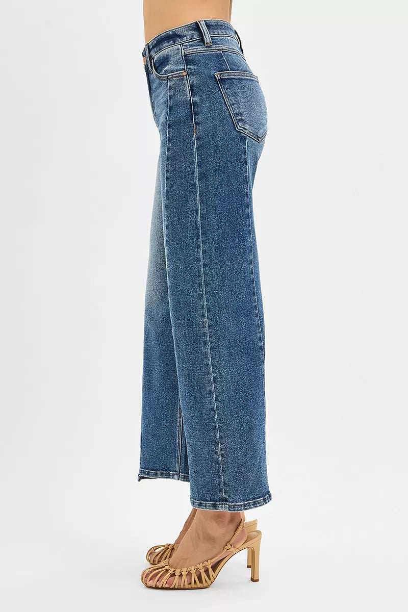 RISEN High Rise Crop Wide Leg Jeans with Step Hem - Trendsi - Flyclothing LLC