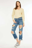 Kancan Distressed Mid Rise True Boyfriend Jeans - Trendsi - Flyclothing LLC