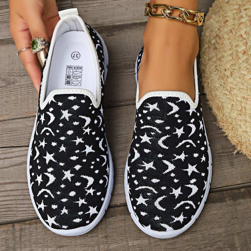 Star & Moon Pattern Flat Loafers - Trendsi - Flyclothing LLC