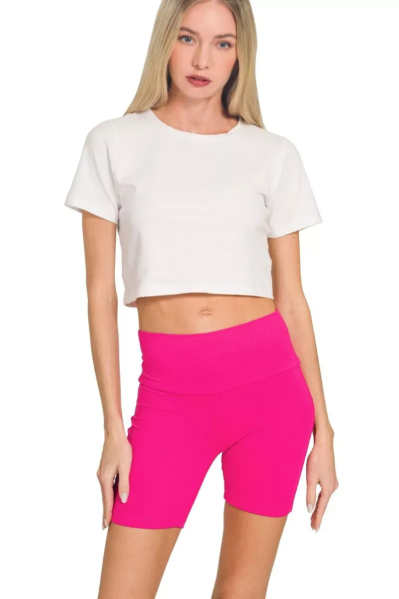Zenana Brushed Dty Microfiber Top & Biker Shorts - Trendsi - Flyclothing LLC