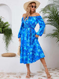 Printed Long Sleeve Midi Dress - Trendsi - Flyclothing LLC