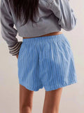 Striped Elastic Waist Shorts - Trendsi - Flyclothing LLC