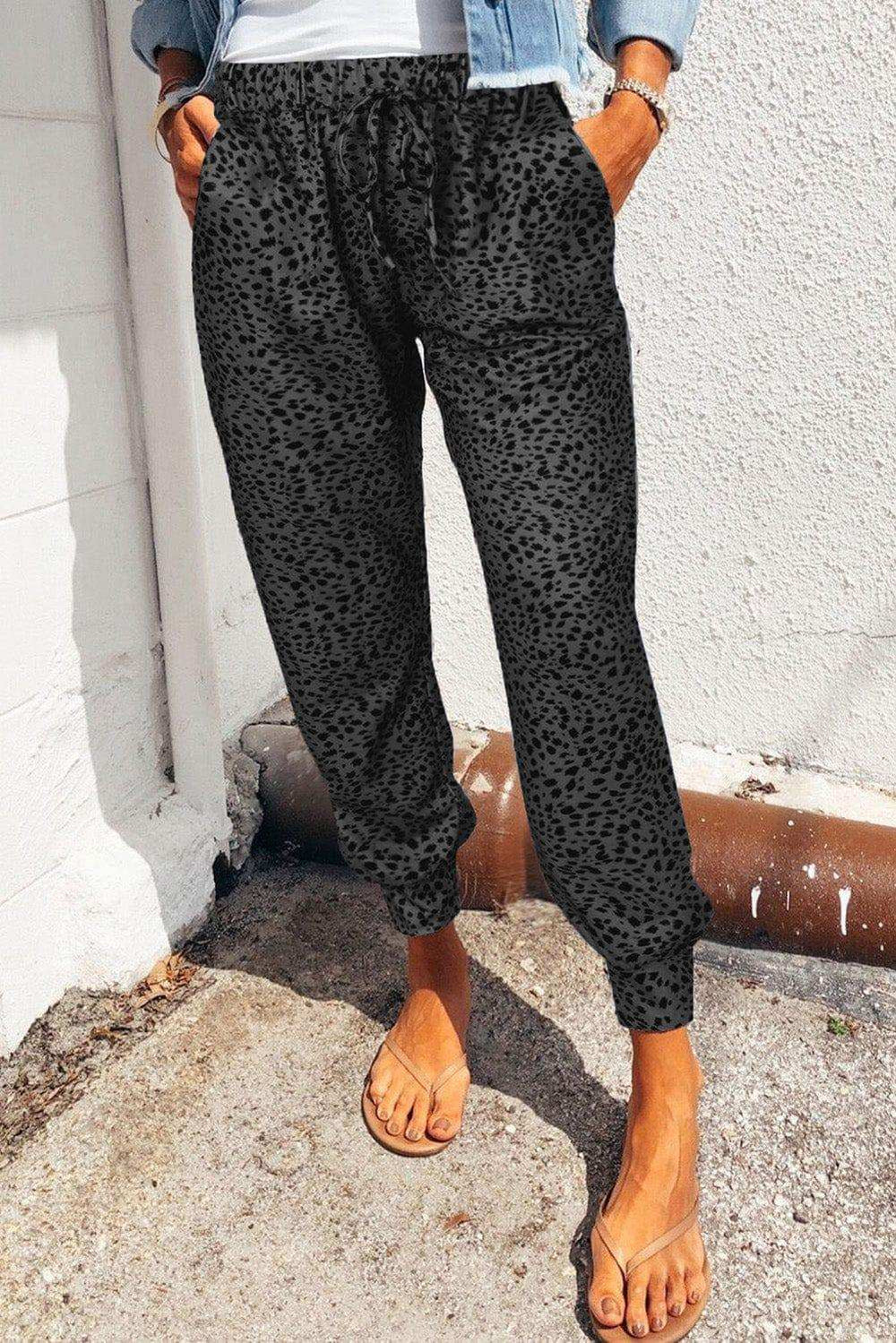 Leopard Print Joggers with Pockets - Trendsi - Flyclothing LLC