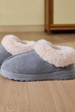 Faux Fur Round Toe Platform Slippers - Trendsi - Flyclothing LLC