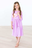 Bright Lilac 3/4 Sleeve Pocket Twirl Dress - Mila & Rose ® - Flyclothing LLC