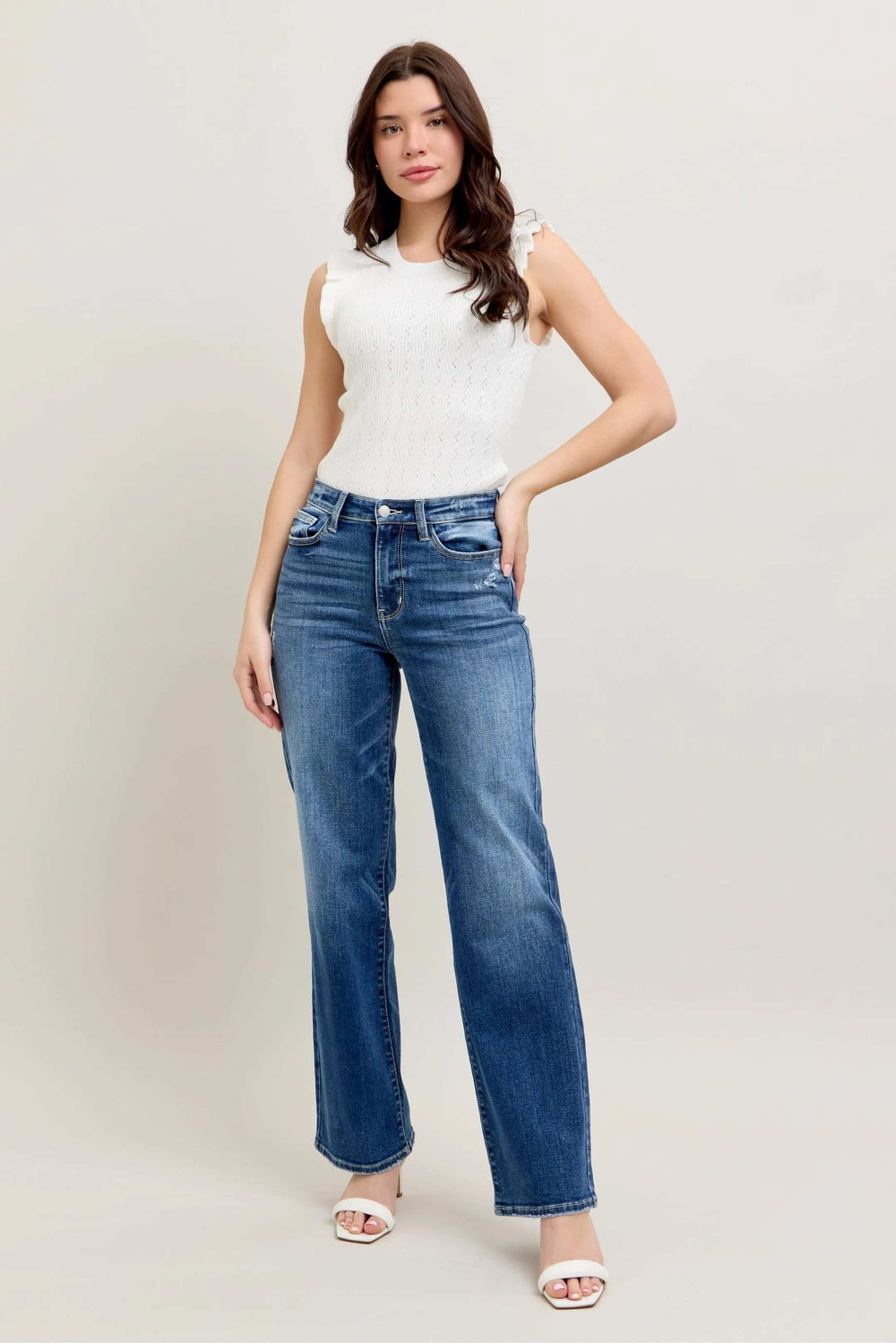 Judy Blue Full Size High Waist 90's Straight Leg Jeans Plus Size - Trendsi - Flyclothing LLC