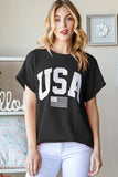 Heimish Full Size USA Graphic Short Sleeve Ribbed Top - Trendsi - Flyclothing LLC
