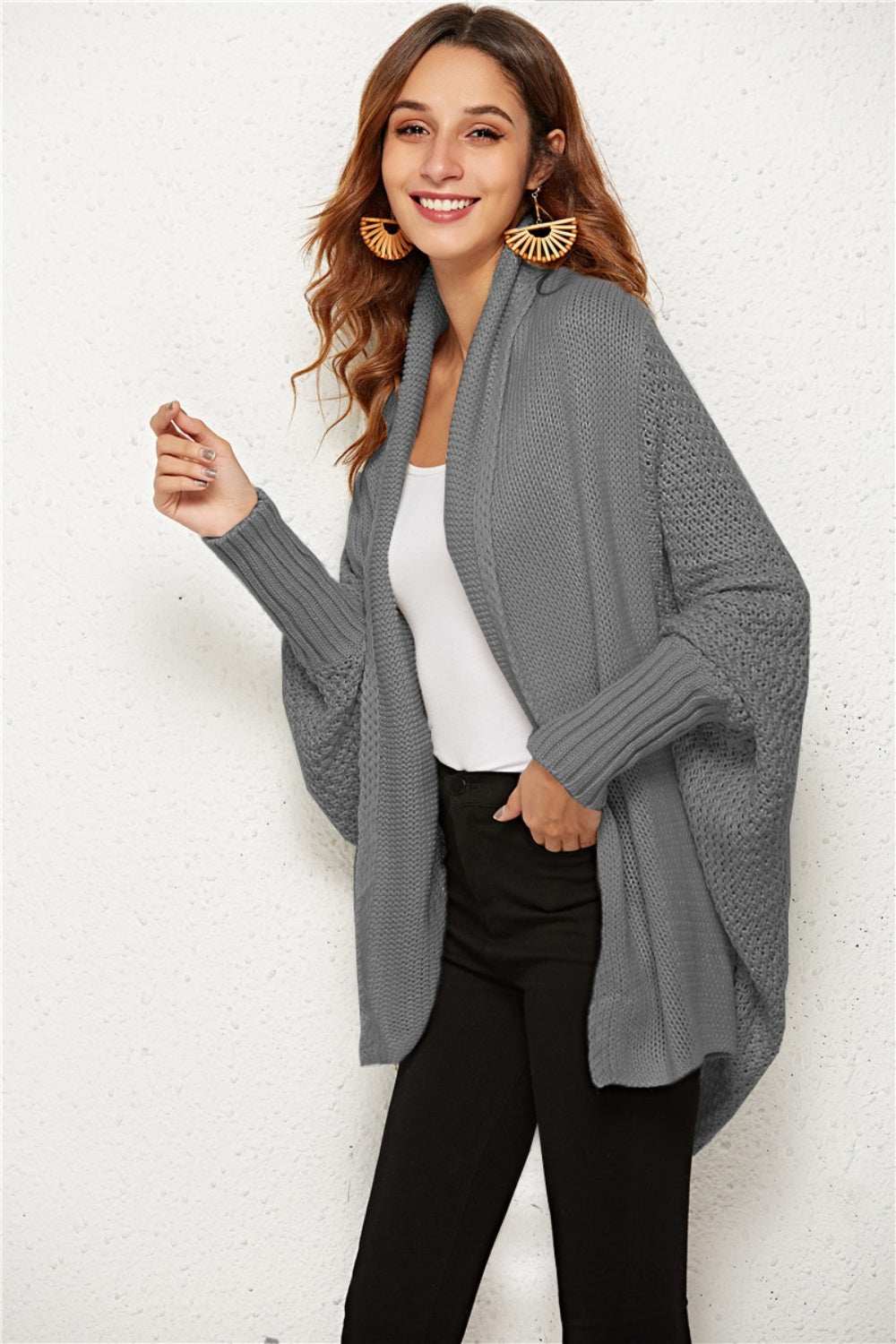 Angel Wings Open Front Batwing Sleeve Cardigan - Trendsi - Flyclothing LLC