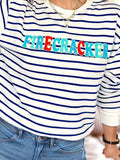 FIRECRACKER Striped Long Sleeve Sweatshirt - Trendsi - Flyclothing LLC