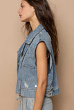 POL Cropped Denim Jacket with Functional Zipper Detail - Trendsi - Flyclothing LLC