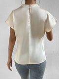 Mock Neck Short Sleeve Blouse - Trendsi - Flyclothing LLC