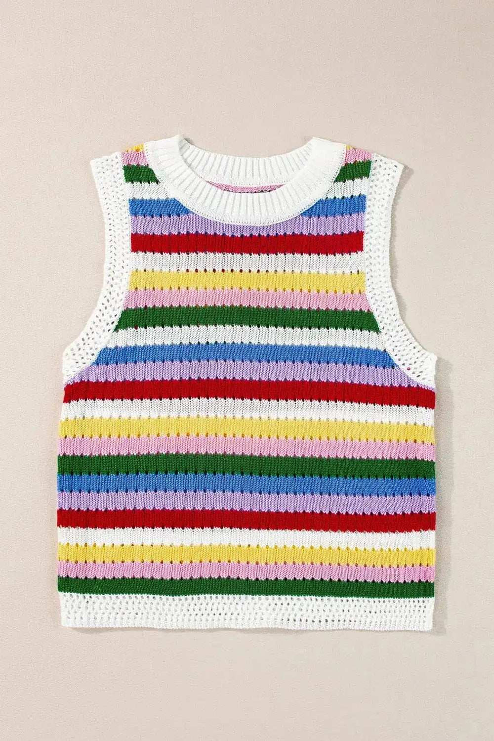 Contrast Round Neck Sweater Vest - Trendsi - Flyclothing LLC