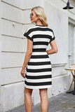 Tied Contrast Striped Short Sleeve Mini Tee Dress - Trendsi - Flyclothing LLC