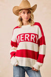 BiBi Christmas Merry Lettering Sweater - Trendsi - Flyclothing LLC