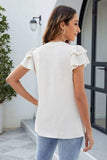Ruffled Notched Short Sleeve Blouse - Trendsi - Flyclothing LLC