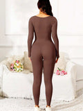 Scoop Neck Long Sleeve Active Jumpsuit - Trendsi - Flyclothing LLC