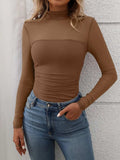 Mock Neck Long Sleeve Top - Trendsi - Flyclothing LLC