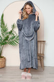 Double Take Full Size Pocketed Hooded Midi Lounge Dress - Trendsi - Flyclothing LLC
