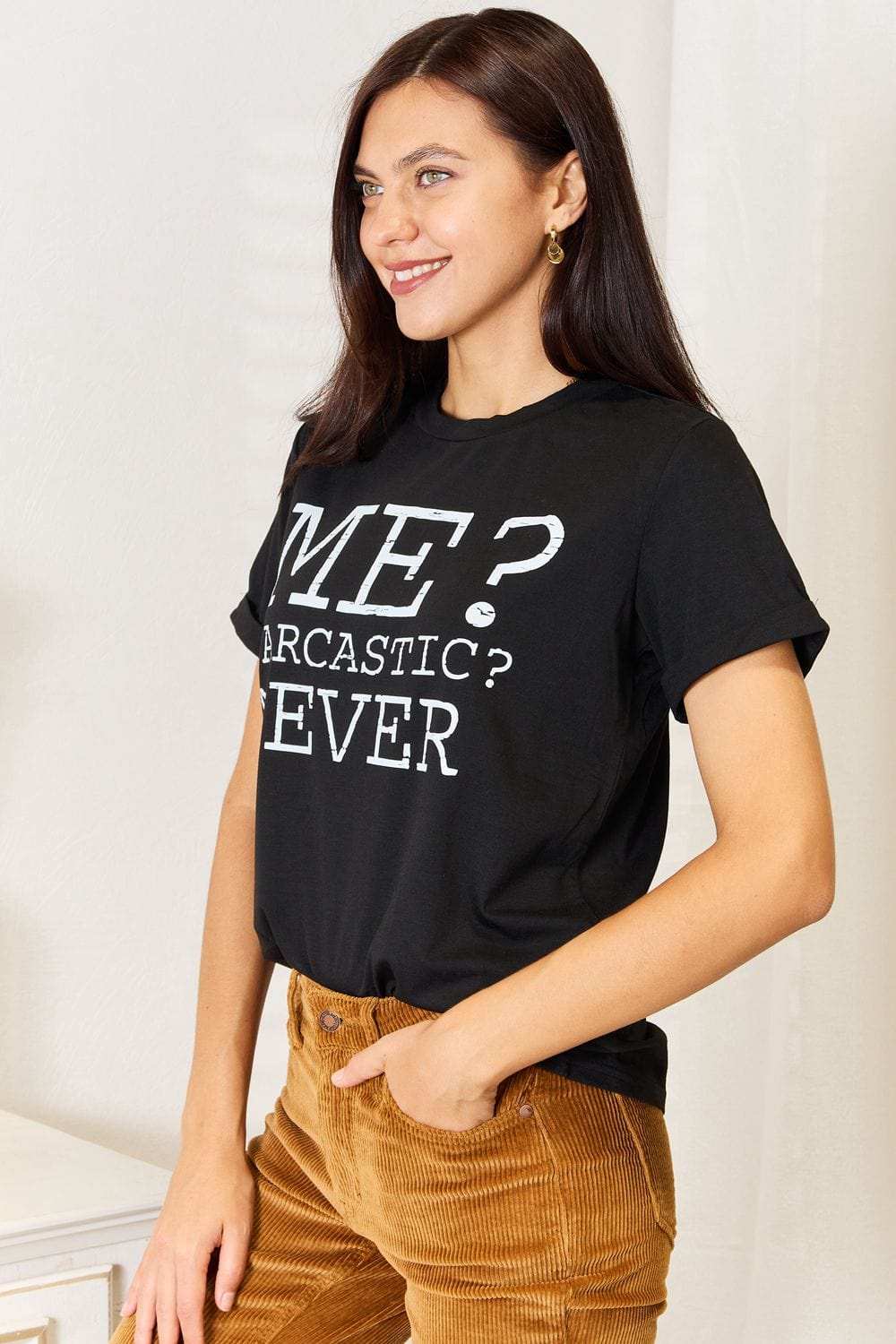 Simply Love Letter Graphic Round Neck T-Shirt - Trendsi - Flyclothing LLC