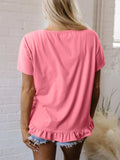 Ruffle Hem Round Neck Relaxed T-Shirt - Trendsi - Flyclothing LLC