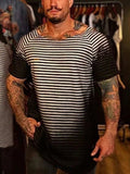 Men's Full Size Round Neck Short Sleeve Striped T-Shirt Plus Size - Trendsi - Flyclothing LLC