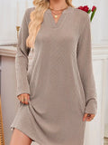 Casual Ribbed Knit Long Sleeve Dress - Trendsi - Flyclothing LLC