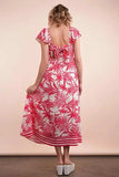 VERY J Tropical Printed Midi Summer Boho Dress - Trendsi - Flyclothing LLC