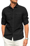 Men's Plus Size Button Down Collared Neck Long Sleeve Shirt - Trendsi - Flyclothing LLC