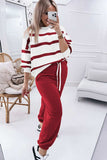 Striped Round Neck Long Sleeve Top and Pants Set - Trendsi - Flyclothing LLC