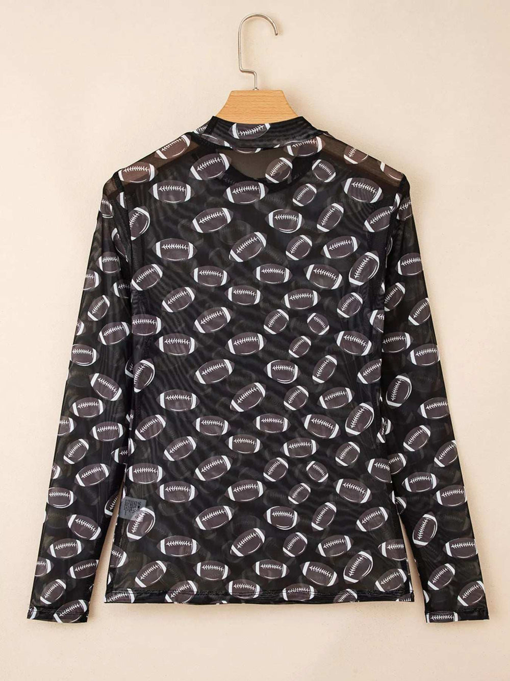 Game Day Mesh Sheer Long Sleeve Top - Trendsi - Flyclothing LLC