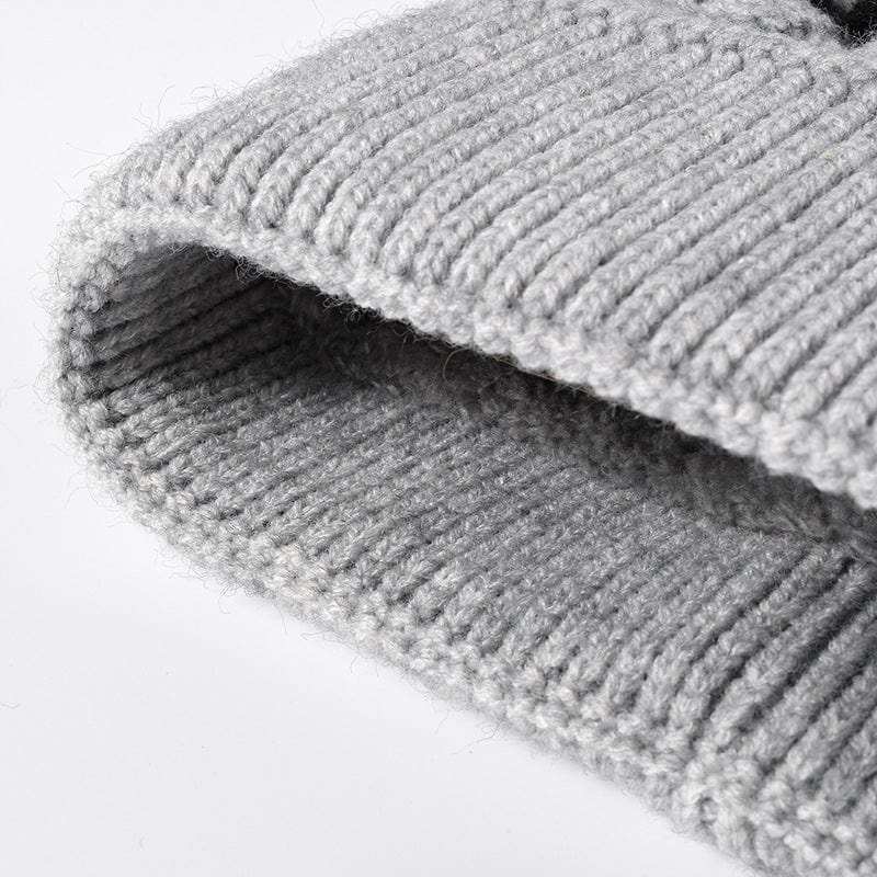 Striped Contrast Knit Hat with Pom-pom - Trendsi - Flyclothing LLC