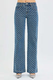 RISEN High Rise Wide Leg Bow Embroidered Jeans - Trendsi - Flyclothing LLC