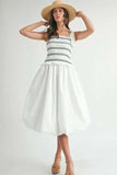 MABLE Smocked Bodice Bubble Midi Dress - Trendsi - Flyclothing LLC