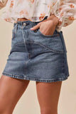 SO ME Washed Denim Mini Skirt with Pockets - Trendsi - Flyclothing LLC