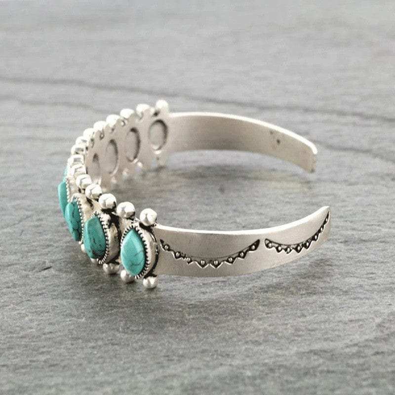 Artificial Turquoise Alloy Open Bracelet - Trendsi - Flyclothing LLC