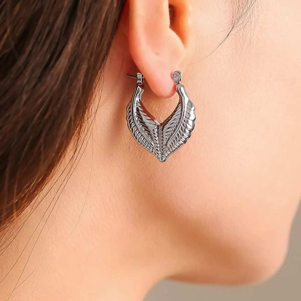 Titanium Steel Leaf Shape Earrings - Trendsi - Flyclothing LLC