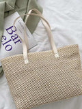 Solid Color Woven Tote Bag - Trendsi - Flyclothing LLC