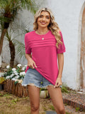 Round Neck Short Sleeve T-Shirt - Trendsi - Flyclothing LLC