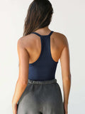 Ribbed V-Neck Halter Tank Top - Trendsi - Flyclothing LLC