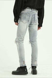 Pocketed Distressed Jeans with Side Zip - Trendsi - Flyclothing LLC